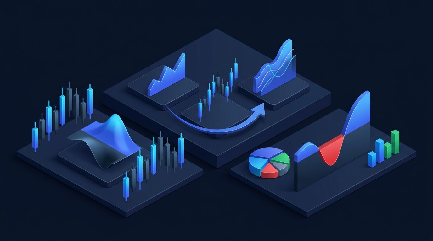 Dividend investing guide with financial charts on dark background