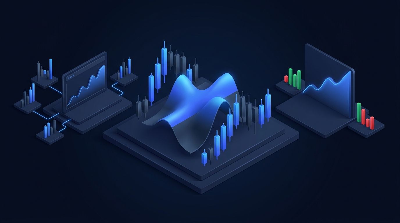 Tradematic iron condor income mechanism diagram on dark financial dashboard