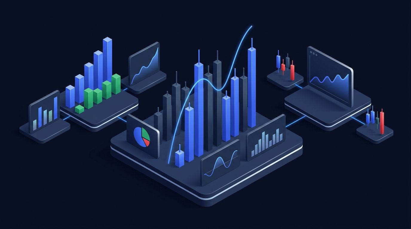Remote trader working from home with multiple monitors showing futures charts