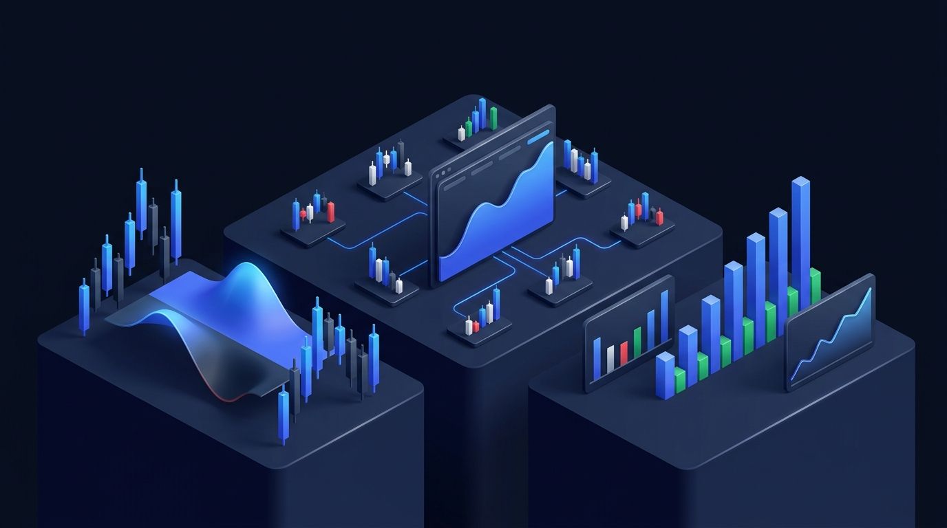 Financial instruments comparison chart on a dark dashboard