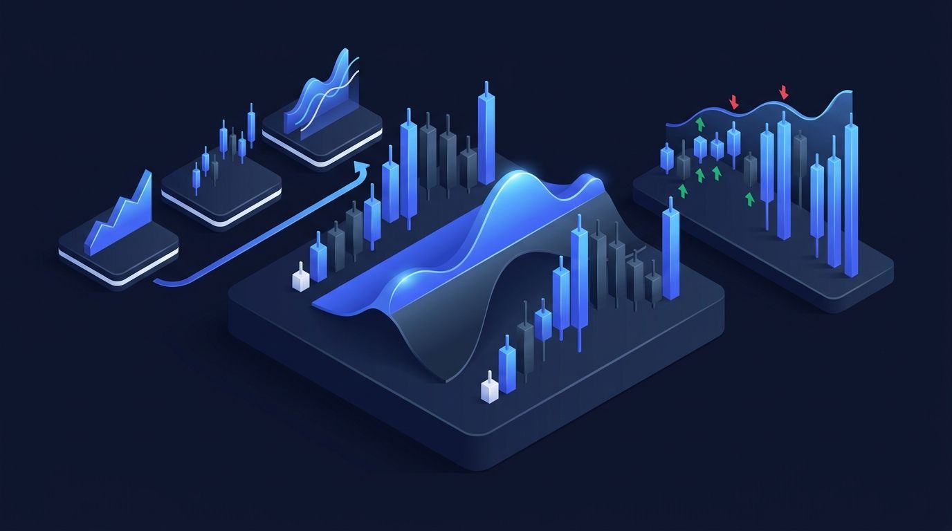 Options trading dashboard showing calls, puts, and profit zones on a dark background
