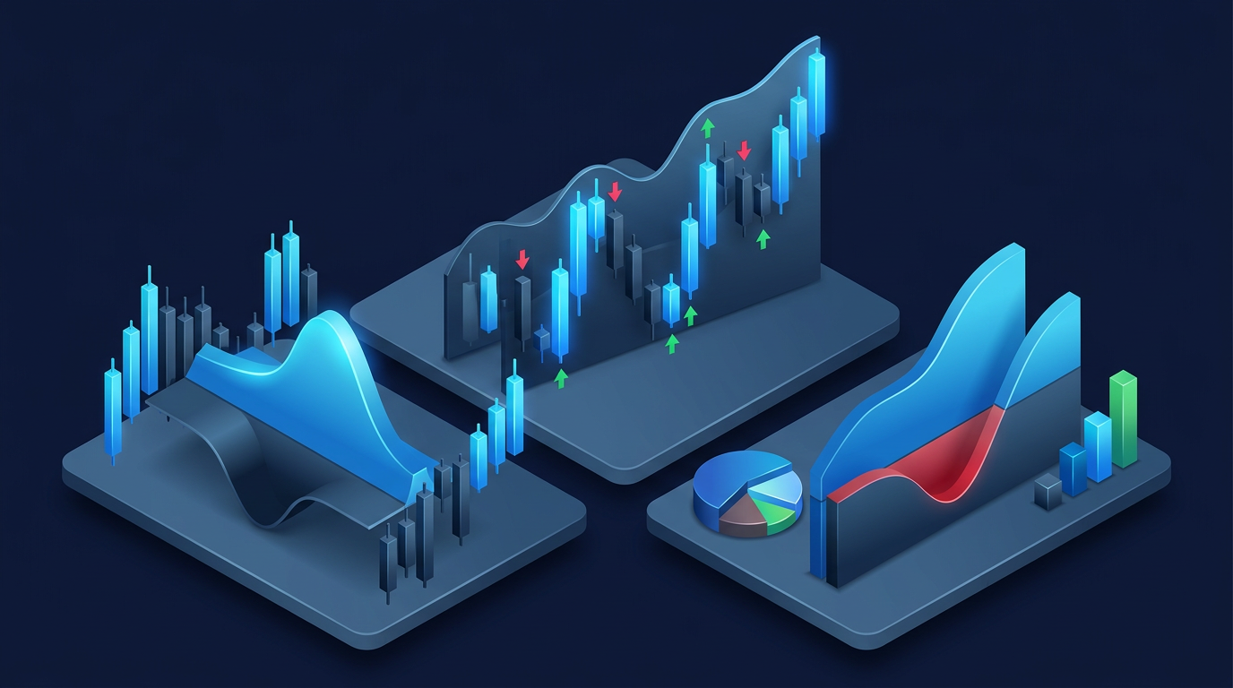 Dark navy fintech chart showing expected value calculation for iron condor trades