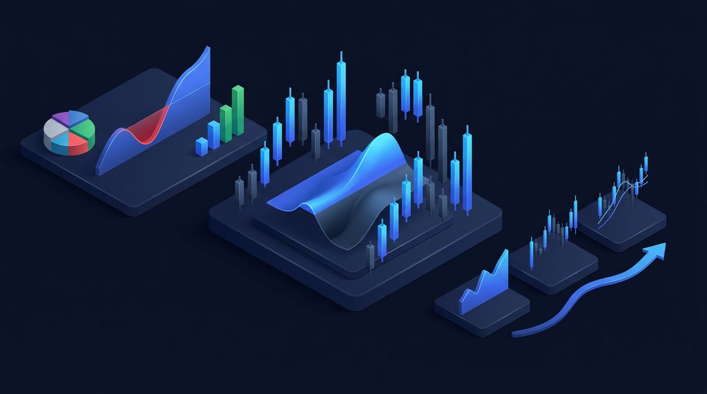 Dark navy abstract equity curve chart showing peak-to-trough drawdown measurement