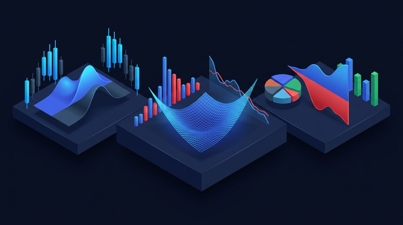 World map with volatility spike indicators on dark navy fintech analytics background