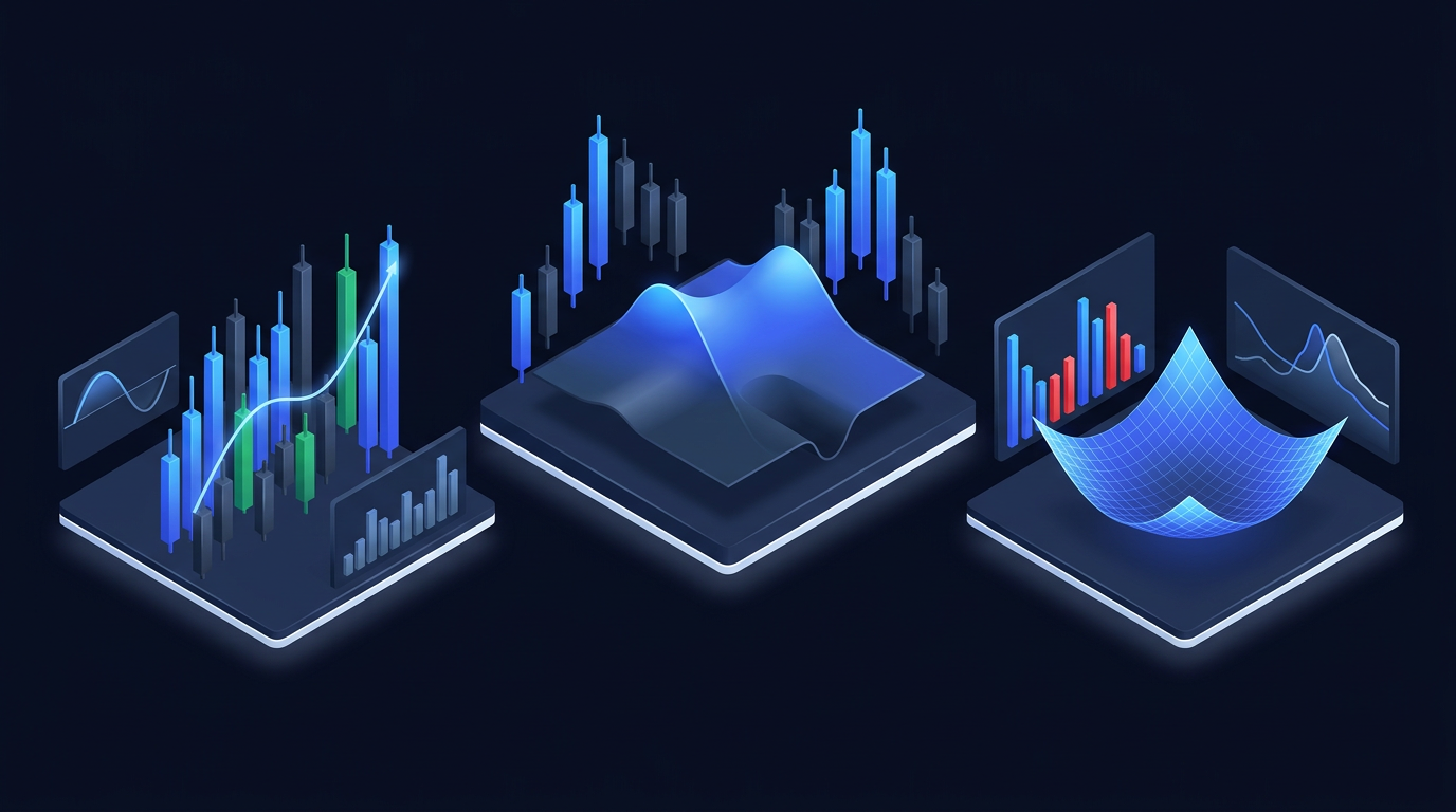 Q2 2025 performance review dashboard with volatility and market condition indicators on dark navy background