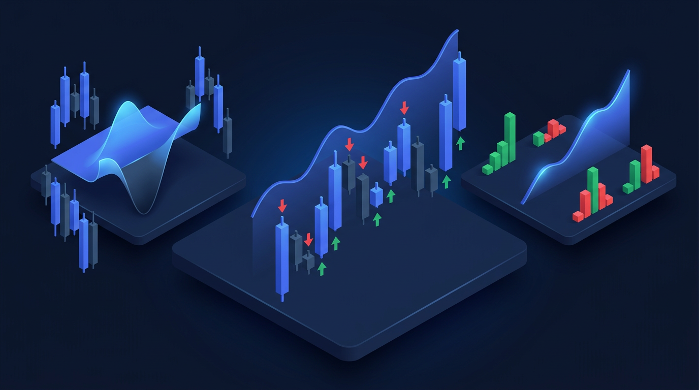 Iron condor chart with $10,000 account breakdown and multiple positions on dark navy background