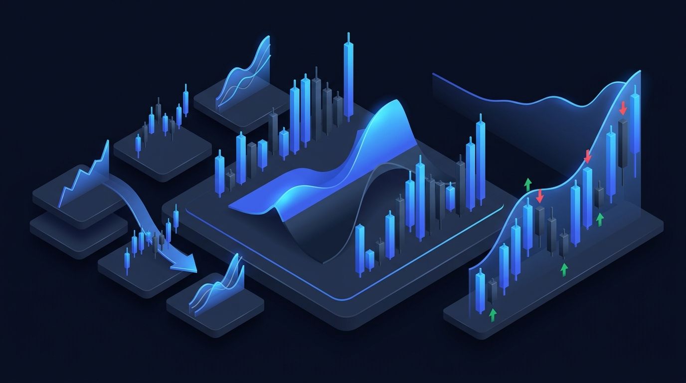 Hand hovering over a pause button on a trading dashboard screen