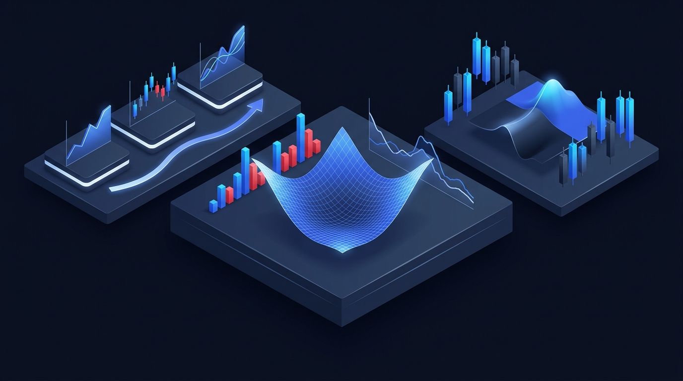 Probability distribution chart with win rate and expected value calculations overlaid on an options trading terminal