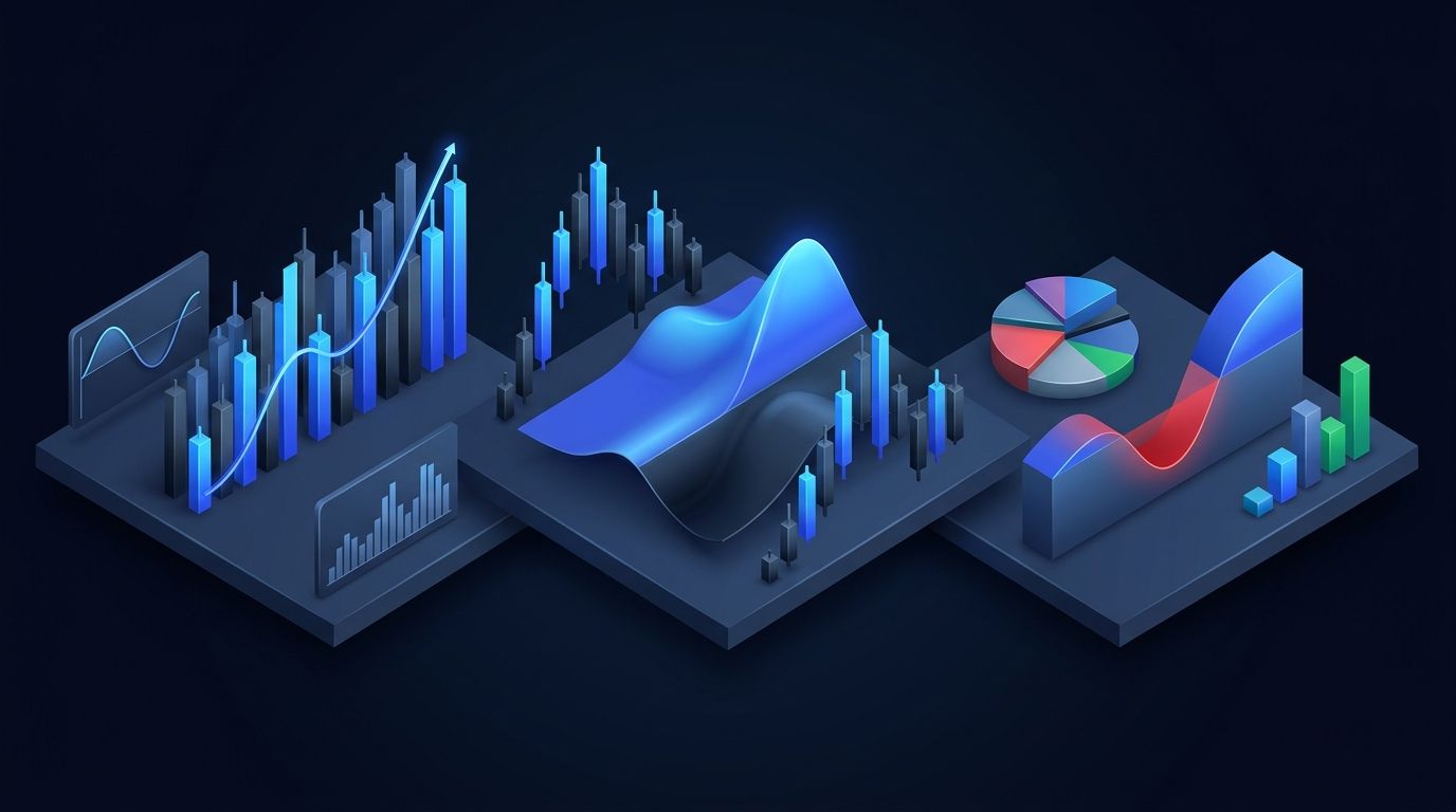 Split screen comparison showing volatile cryptocurrency chart versus stable options income chart