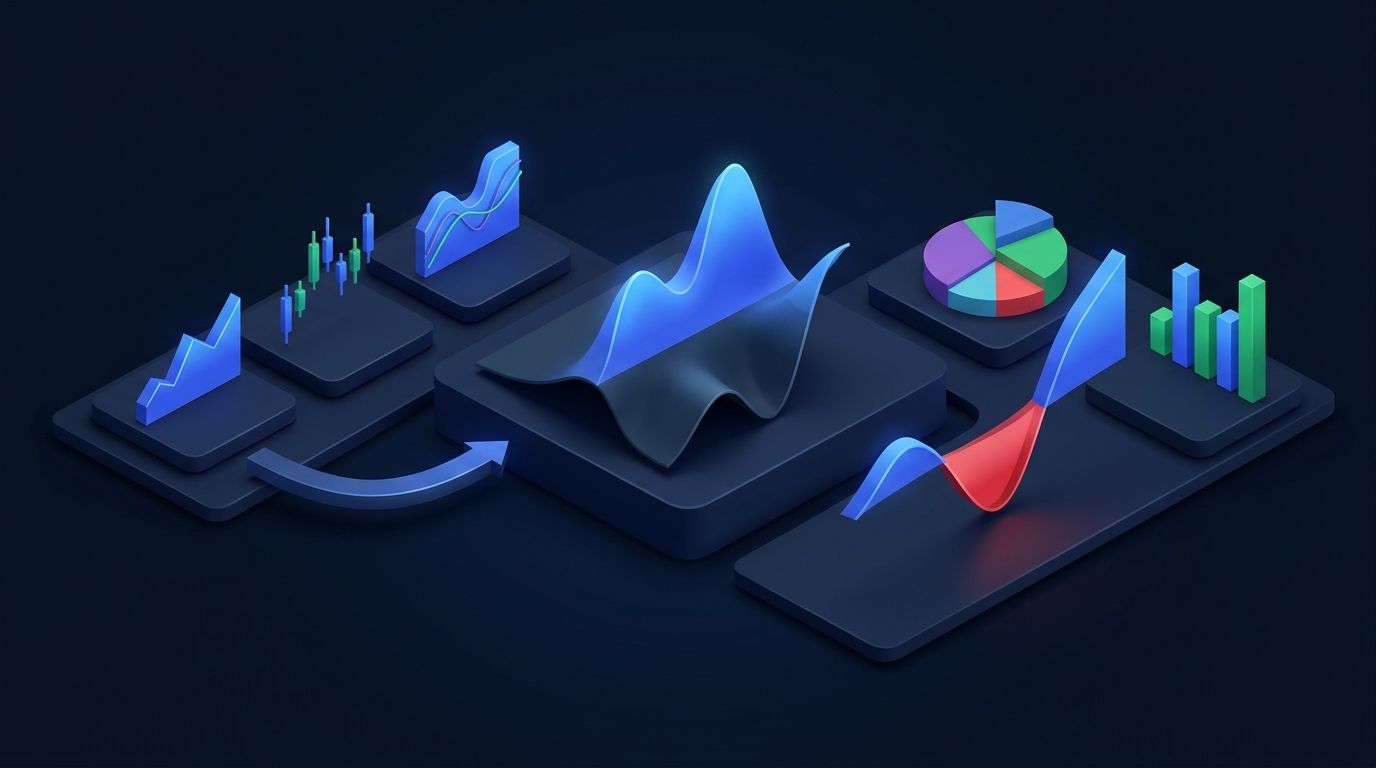 Beginner options trader at a desk reviewing a strategy guide with a simple iron condor diagram