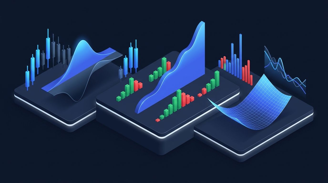 A stock market chart showing range-bound price movement with high implied volatility
