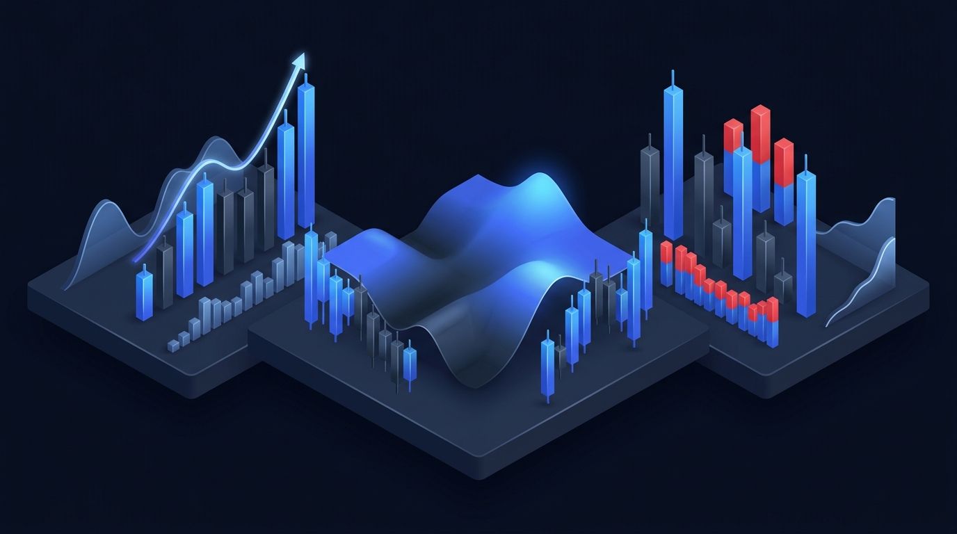 Gold bar representing spot gold next to futures chart on dark background